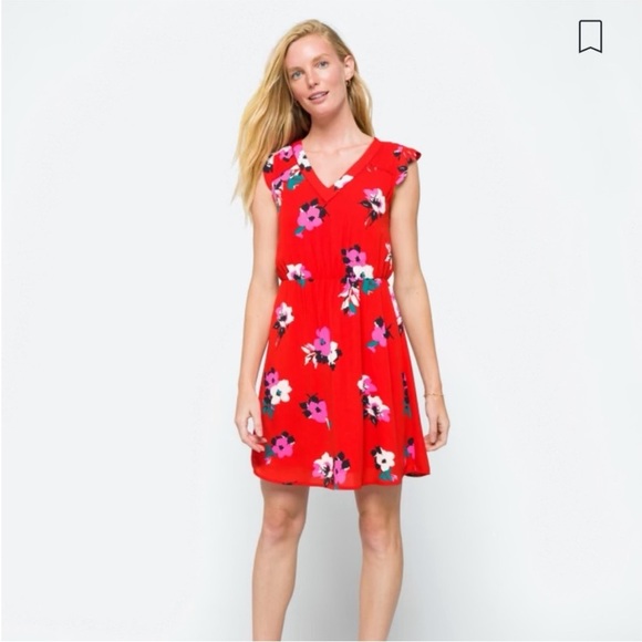 41 Hawthorn Midnight Scallop Detail Red Floral Stitch Fix Dress - Picture 1 of 9